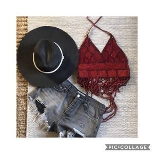 Cherry Red Coachella Fringed Halter
